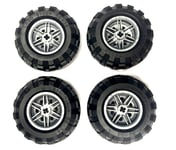 LEGO Technic Wheels x4 Flat Silver 30.4mm D. x 20mm 56145 & Tyre  56 x 26 55976