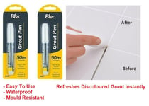 2 x Tile Grout Whitening Pen Refresher White Kitchen Shower Bathroom Paint