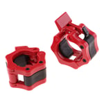 B Baosity 1 Pair Olympic Size Barbell Clamp Collar Weight Bar Locks Collar Dumbbell Clips at Home Gyms & Schools for Powerlifting - Red, 50mm