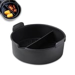 Tower T843094 Round Air Fryer Tray with Divider, Circular Reusable Silicone Liner Accessory, Suitable for Most Air Fryer Ovens 6 litres and Above Including Tower Vortx and Ninja Foodi