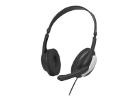 Hama PC Office Headset HS-P100 V2 - Headset - på örat - kabelansluten - 3,5 mm kontakt - svart, silver