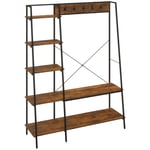 Coat Rack Stand Hall Tree with 2 Tier Shoe Rack 5 Tier Side Shelves