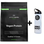 Vegan Protein Powder Cookies & Cream 500G + ON Water Bottle DATED FEB/2023