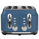 Rangemaster RMCL4S201SB Stone Blue 2.1kW 4 Slice Toaster with Defrost, Cancel and Reheat Functions, Removable Crumb Tray and 6 Power Levels with 2 Year Guarantee