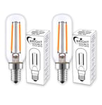 2X 2w LED Cooker Hood Light Bulb SES E14 Small Edison Screw. Warm White 3000k. Replacement for Traditional 40w Incandescent lamp. Long Life Tubular, Extractor, T25 Appliance Lamp