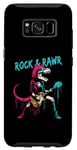 Coque pour Galaxy S8 Rock & Rawr T-Rex – Jeu de mots drôle Rock 'n Roll Dinosaure Rockstar