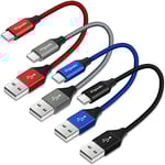etguuds Câble USB C Court [30cm/0.3m, Lot de 4], Cable USB Type C 3.1A Charge Rapide Nylon Chargeur Cable pour iPhone 15 Pro Max Samsung Galaxy S23 S21 S20 S10 S10 fe S9 S8 A20E A40 A50