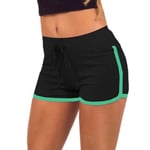 Yoga Drawstring Shorts Women Casual Loose Cotton Elastic Waist Black Green M