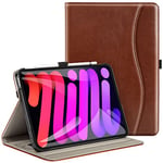 ZtotopCases Case for New iPad Mini 6 2021 8.3 Inch,Premium PU Leather Business Folio Stand Cover for iPad Mini 6th Gen 2021 with Auto Wake/Sleep,Document Card Slot,Multiple Viewing Angles,Brown