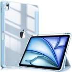 FINTIE Coque pour iPad Air 11 Pouces 2024 M2 / iPad Air 5 2022 / iPad Air 4 2020 10.9" - [Rangement de Stylet] Housse Transparente Claire Etui Antichoc Veille/Réveil Auto, Bleu Ciel
