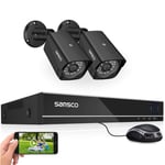 SANSCO 4 Channel 1080p CCTV Camera Systems, (2) 2MP HD Outdoor Metal Cameras for Home/Office Security (4CH Expandable DVR, Motion Activated Email/Push Alerts, Low Light Night Vision, No Hard Drive Disk)