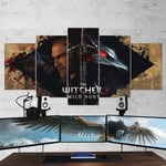 TOPRUN Picture print on canvas 5 pieces wall art for living room Modern home Art print Images 5 panel wall decor 150x80cm Solidframe Easily to hang The Witcher 3 Wild Hunt