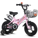LYN Kids Bike, Kids Bike, Childrens Scooter Bike for 2-9 Years,in Size 12”,14”,16”,18”Bicycle,Flash Wheels Stroller and Frame Stabilisers,95% Assembled (Color : Pink, Size : 12inch)