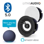 Lithe Audio 6.5" Bathroom Bluetooth Ceiling Speakers (Pair) + Echo Dot 5th Gen