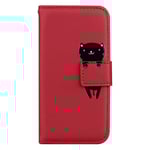 Kompatibelt Iphone Se 2020/8/7 Fodral Stötsäkert Roligt 3d Djur Katt Flip Pu Läder Sött Magnetiskt Stängningsställ Cover - Röd null none