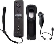 AeeYui Manette de jeu Motion Plus pour Wii et Wii U, Accélérateur de jeu Télécommandé Elégant pour Nintendo Wii et Wii U avec housse de protection (Noir)