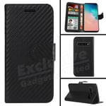 For Samsung S10 S10e S8 Plus Case Magntic Carbon Leather Flip Wallet Phone Cover