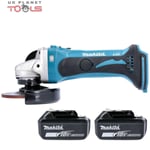 Makita DGA452 18v 115mm LXT Angle Grinder Body With 2 x 5.0Ah Batteries