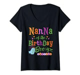 Womens Nanna Of The Birthday Boo-y Cute Halloween Spooky Ghost Kids V-Neck T-Shirt