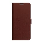 TCL 20 SE Glossy Leather Wallet Case - Brown