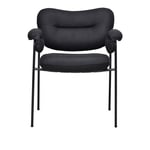 Fogia - Bollo Dining Chair, Mörkgrått underrede, Läder Vintage - Black - Svart - Matstolar - Läder/Metall