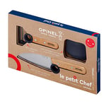 Opinel - Coffret Complet Petit Chef - Ustensiles de Cuisine Enfant - Couteau, Éplucheur, Protège-Doigts - Hêtre & Inox - Bleu