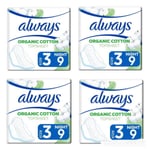 3 X Always Cotton Protection Ultra Night Size 3 Towels 9 Pads