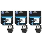 3x Original HP 304 Black Ink Cartridges For DeskJet 3732 Inkjet Printer