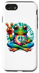 Coque pour iPhone SE (2020) / 7 / 8 Signe de la paix grenouille tie-dye amusant hippie cool pour garçons et filles