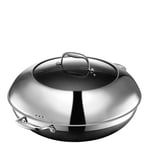 Hexclad - Hybrid wok med lokk 36 cm sølv/svart