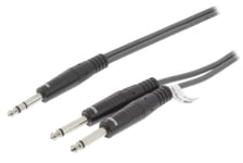 Stereo Audio Kabel 6.35 mm Han - 2x 6.35 mm Han 1.5 m Mørkegrå