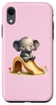 iPhone XR Pink Adorable Elephant on Slide Cute Animal Theme Case