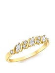 Love GOLD 9ct Gold Cubic Zirconia 7 Stone Swirl Ring, One Colour, Size R, Women