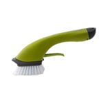 TOPBATHY Cleaning Brushes Automatic Add Detergent Water Spray Scrub Brush Window Door Track Cleaning Brush Bathroom Brush with Long Handle for Bathroom Home 30x9x10cm (Green)