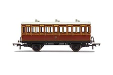 Hornby R40116A LBSCR 3rd Class 5 Door 4 Wheel Oil Lamps + Step Boards 881-With Lights Coach, Red