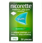 Nicorette Chewing Gum Freshmint 2mg Nicotine Relieves Cravings Fast Acting 30 Pc