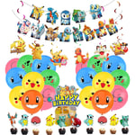 Födelsedag Deko Pikachu Ballonger Grattis På Födelsedagen Banner Ballonger Tårta Dekorationer