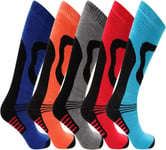 5 Pairs Mens High Performance Thermal Ski Socks - Multicoloured - UK...