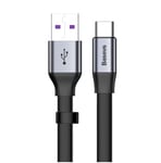 Baseus Enkel platt kabel USB-kabel / USB Typ C SuperCharge 5A 40W Quick Charge 3.0 QC 3.0 23cm grå (CATMBJ-BG1)