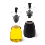 Cole & Mason H103018 Sawston Oil and Vinegar Pourer, Oil Dispenser/Vinegar Dispenser, Glass, 210 mm, Twin Set, Includes 2 x Oil Bottle/Vinegar Bottle