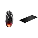 SteelSeries Aerox 5 Wireless - Souris Gaming perforée RGB - Design Ultra-léger et étanche & QcK XXL - Tapis de Souris de Jeu - Tissu - Base en Caoutchouc - Noir (900 mm x 400 mm)