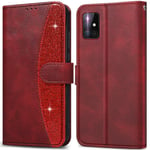 LEBE Case for Samsung Galaxy A51, Phone Cover for Samsung Galaxy A51, Leather Flip Wallet Phone Case for Samsung Galaxy A51 -Red