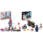 LEGO 10784 Marvel Spider-Man Webquarters Hangout, Toy for Kids Age 4 & 76189 Marvel Captain America and Hydra Face-Off Building Set, Super Hero Toy for Kids Age 4 + with Motorbike