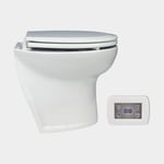 Jabsco Elektrisk båttoalett Deluxe Flush 14", vinklad rygg, 12 V, för sjövattenfyllning + pump