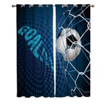 Eyelet Blackout Curtains 2 Panels Green blue black white football Thermal Insulated Window Treatment Drapes for Bedroom Living Room Nursery 43.3x84.65 inch x2