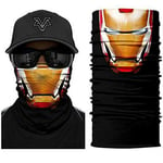 *F*S*O* Multifunction Superhero Face Mask Snood Tube Scarf Bandana Headband Head Cover Balaclava Unisex Seamless (Iron Man)