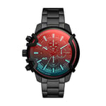 Diesel Watch for Men Griffed, Chronograph Movement, 48 mm Black Stainless Steel Case with a Stainless Steel Strap, DZ4578
