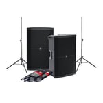 Mackie Thump 215 Active PA Speakers, Height Adjustable Stands and XLR