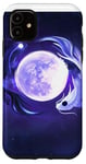 Coque pour iPhone 11 Motif pleine lune Koi Fish Yin Yang Nuit étoilée