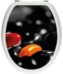 pixxp Rint 3D WCS 3792 _ 32 x 40 des Petits Bonbons comme Matériau Doux Autocollant pour abattant de Toilettes, WC, Klo Couvercle, Brillant, Noir/Blanc, 40 x 32 cm